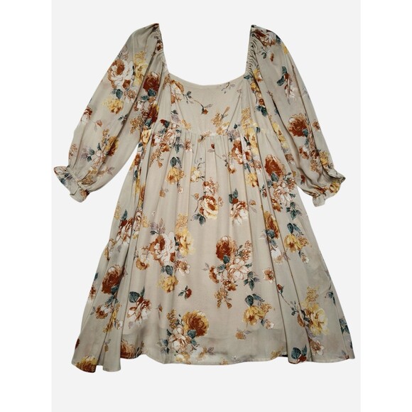 Sweet Lemon Fall Floral Babydoll Mini Dress Medium - Picture 1 of 12